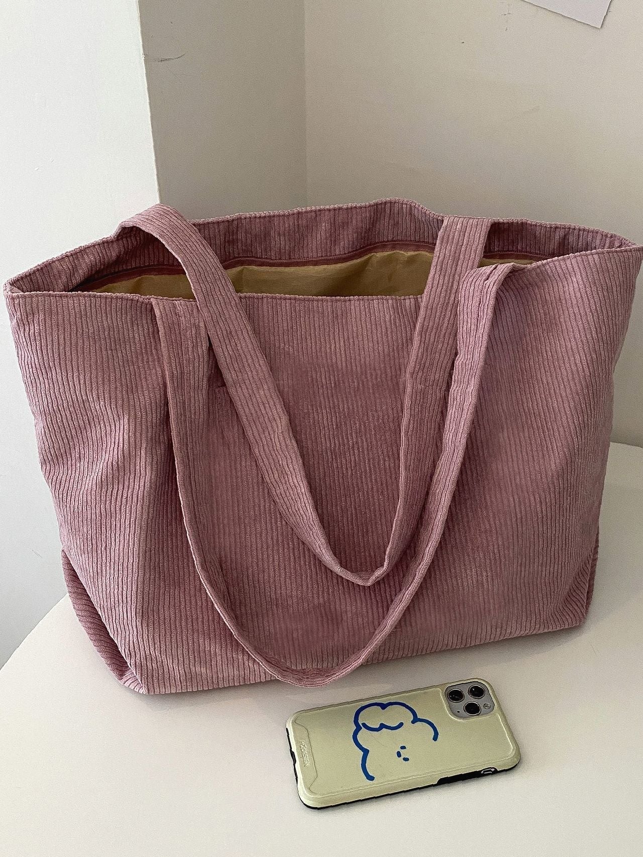 Maxct - Large Capacity Corduroy Shoulder Tote Bag  - Women Tote Bags