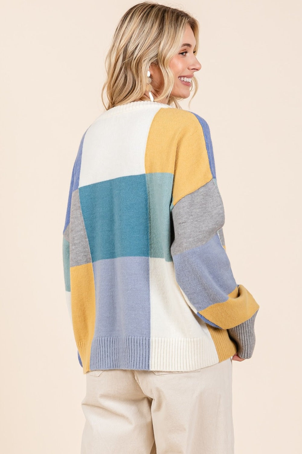 Maxct &Mittoshop Color Block Round Neck Sweater