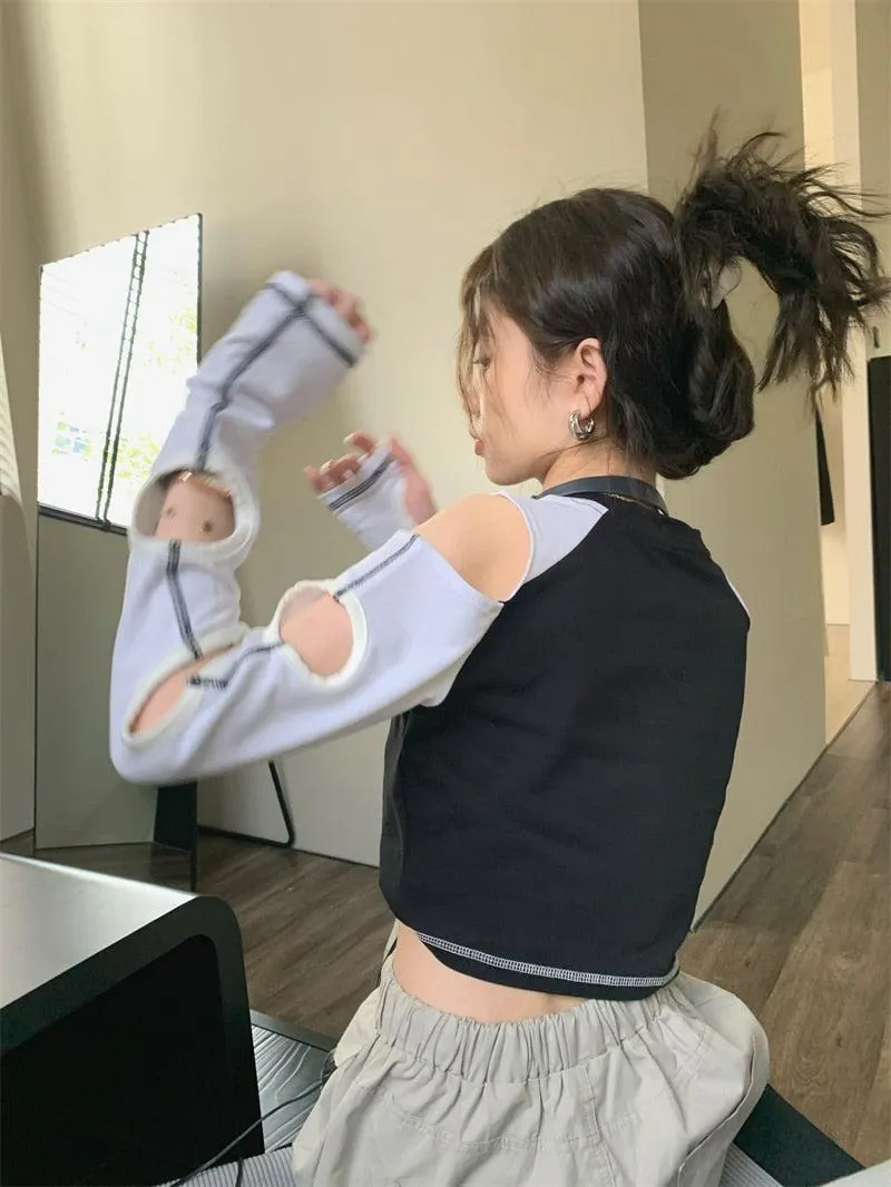 Maxct &Grunge Cut-Out Crop Top