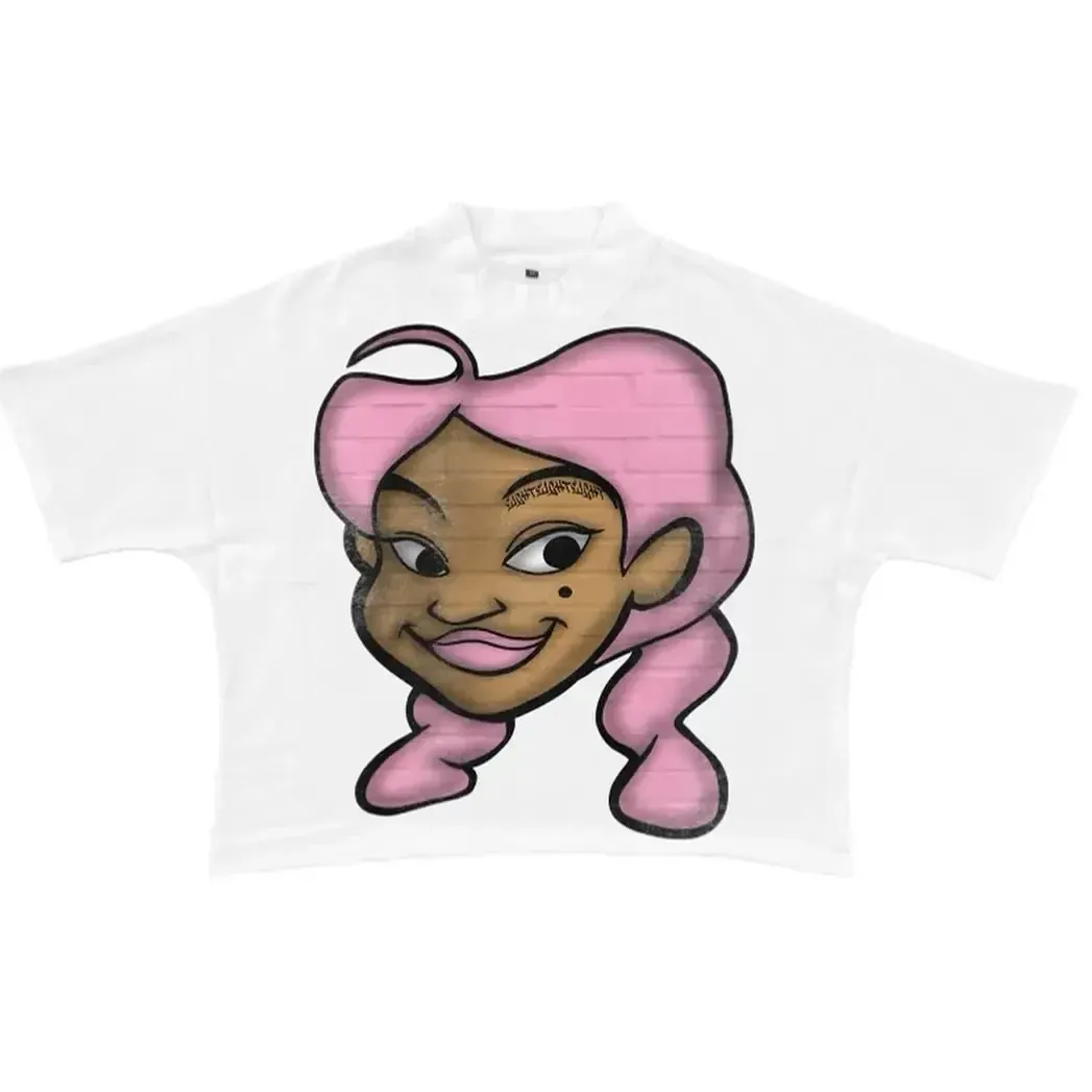 Maxct Anime Harajuku Cartoon Print T-shirt Women Y2k style top Street clothing Oversized T-shirt Goth T-shirt vintage women clothing