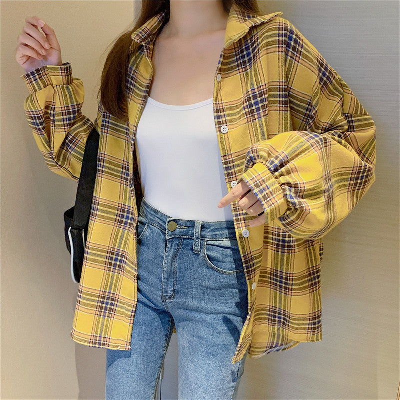 Maxct Vintage Plaid Oversized Loose Blouse
