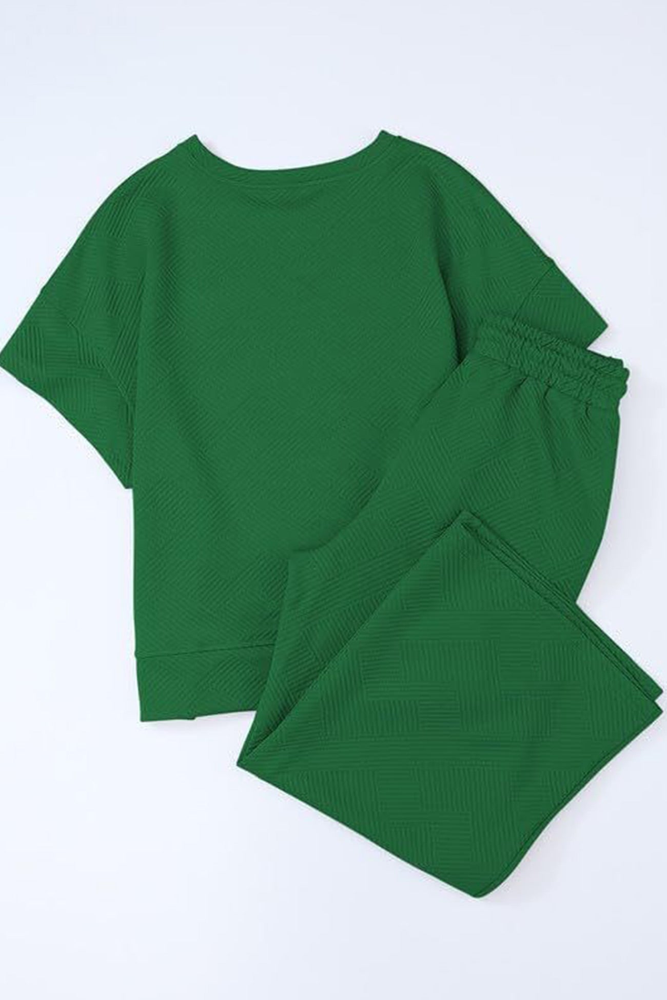 Maxct Solid Textured T-shirt Long Pants Set
