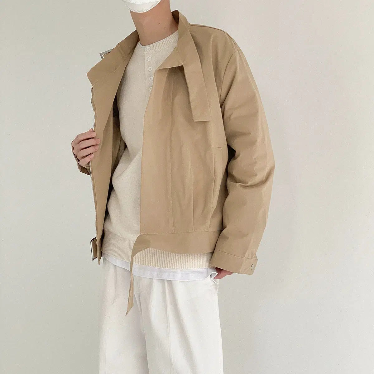 Maxct Retro Short Casual Stand Collar Jacket