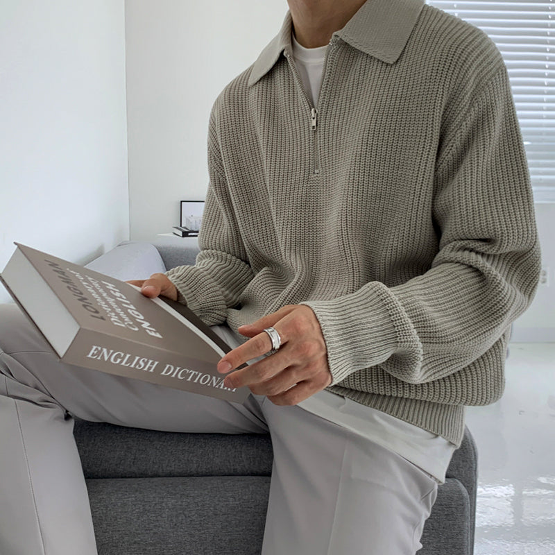 Maxct 6151 Knitted Half Zip-Up Collar Sweater