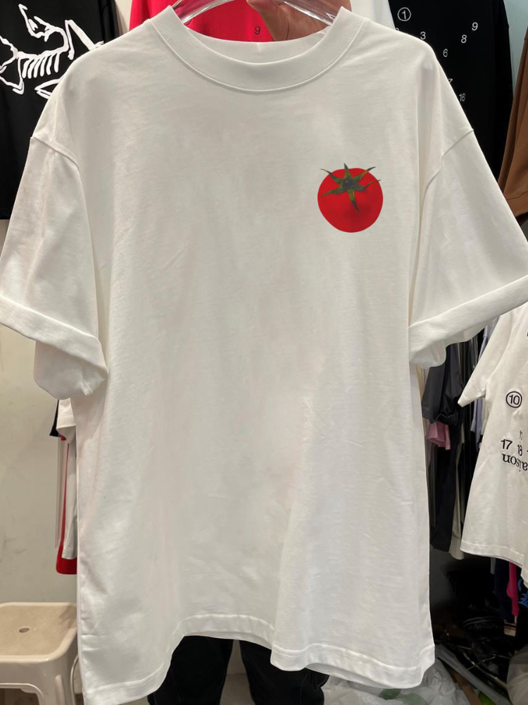 Maxct Summer Y2k Aesthetic Loose Tees Kawaii Cute Tomato Print T-shirts Short Sleeve O Neck Fashion All Match Tops Women