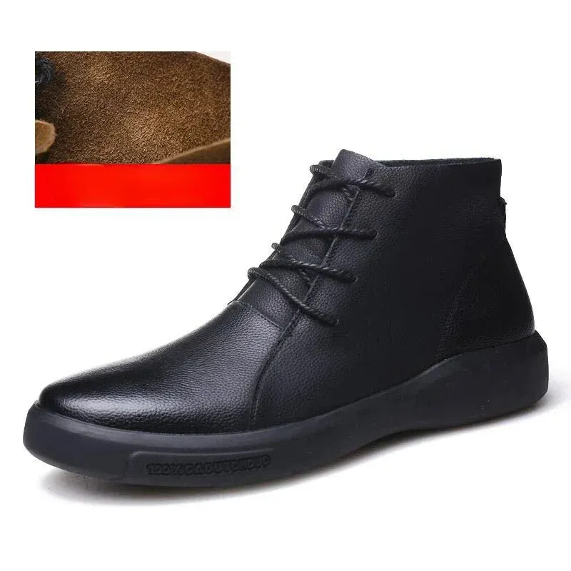 Leather Retro Motorcycle Boots - Classic Chelsea Style for Men Maxct
