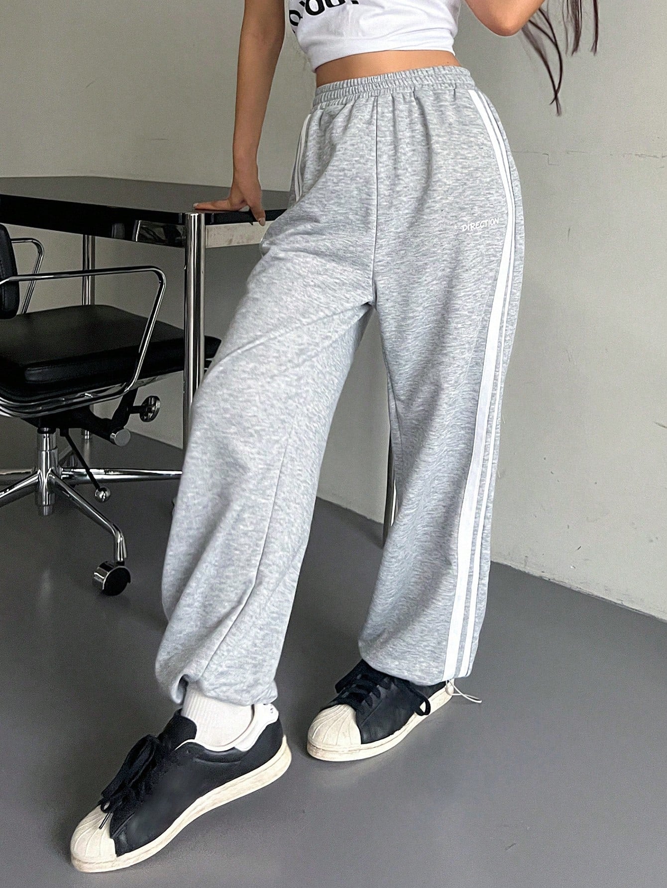 Maxct Women's Solid Color Elastic Waist Side Stripe And Printed Loose Casual Palazzo Pants