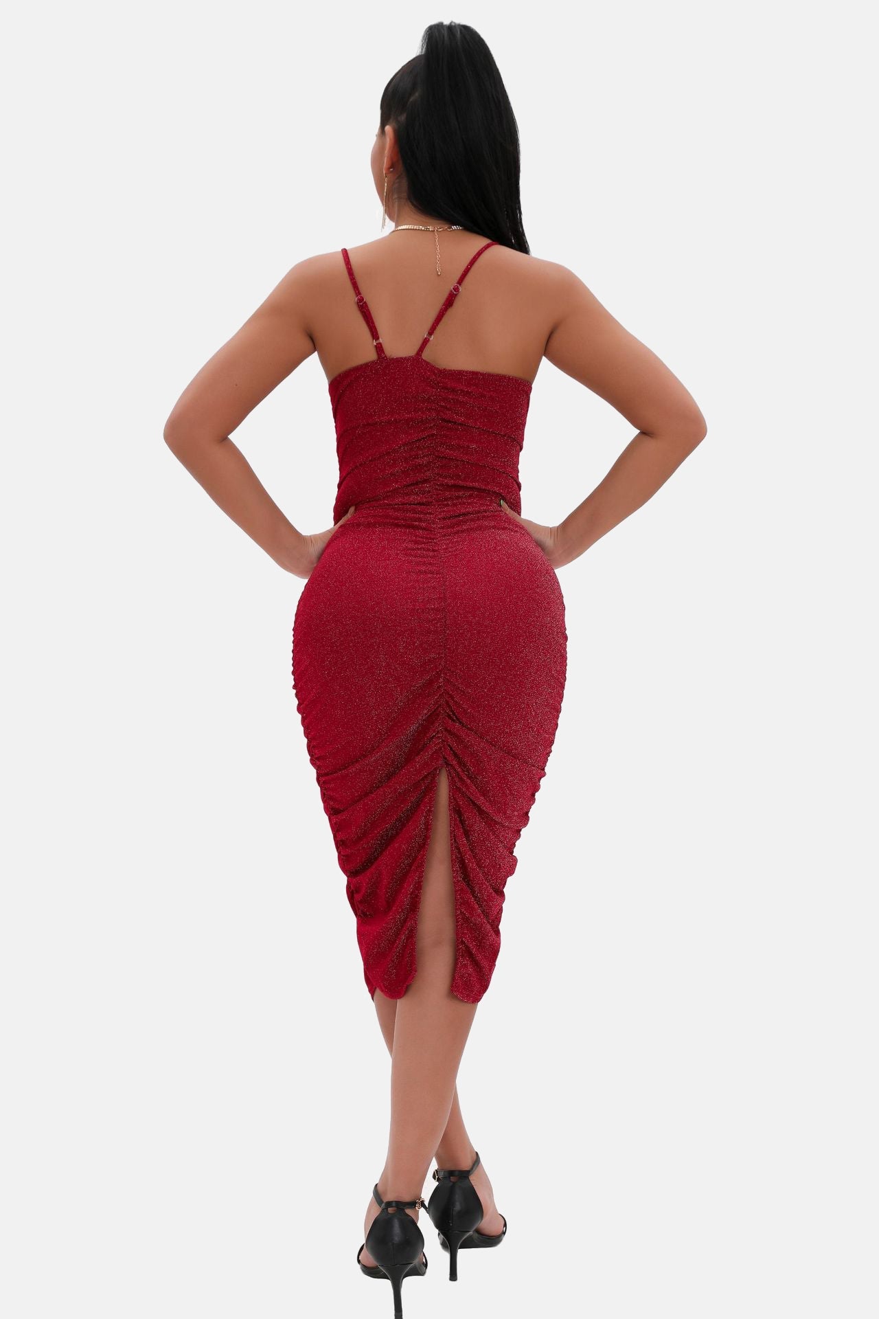 Spaghetti Strap Split Midi Dress Maxct