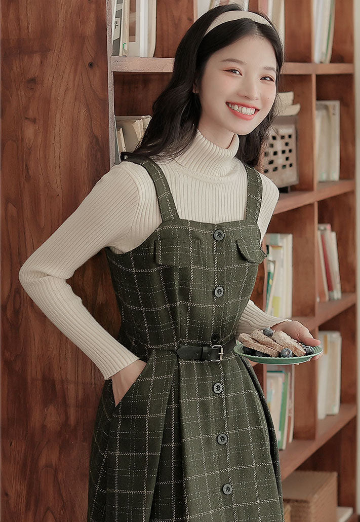 Button Up Plaid Cami Midi Dress Maxct