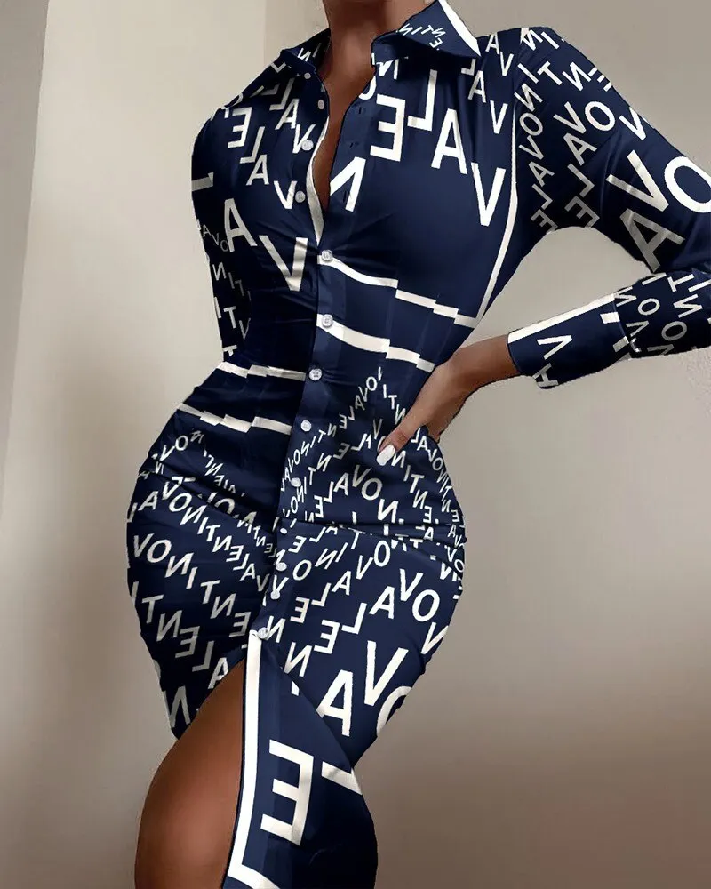 Women's Printed Long Sleeve Dress Casual Bandage Mini A-line Dresses Sexy Party Summer Feminias Vestidos Women Clothes