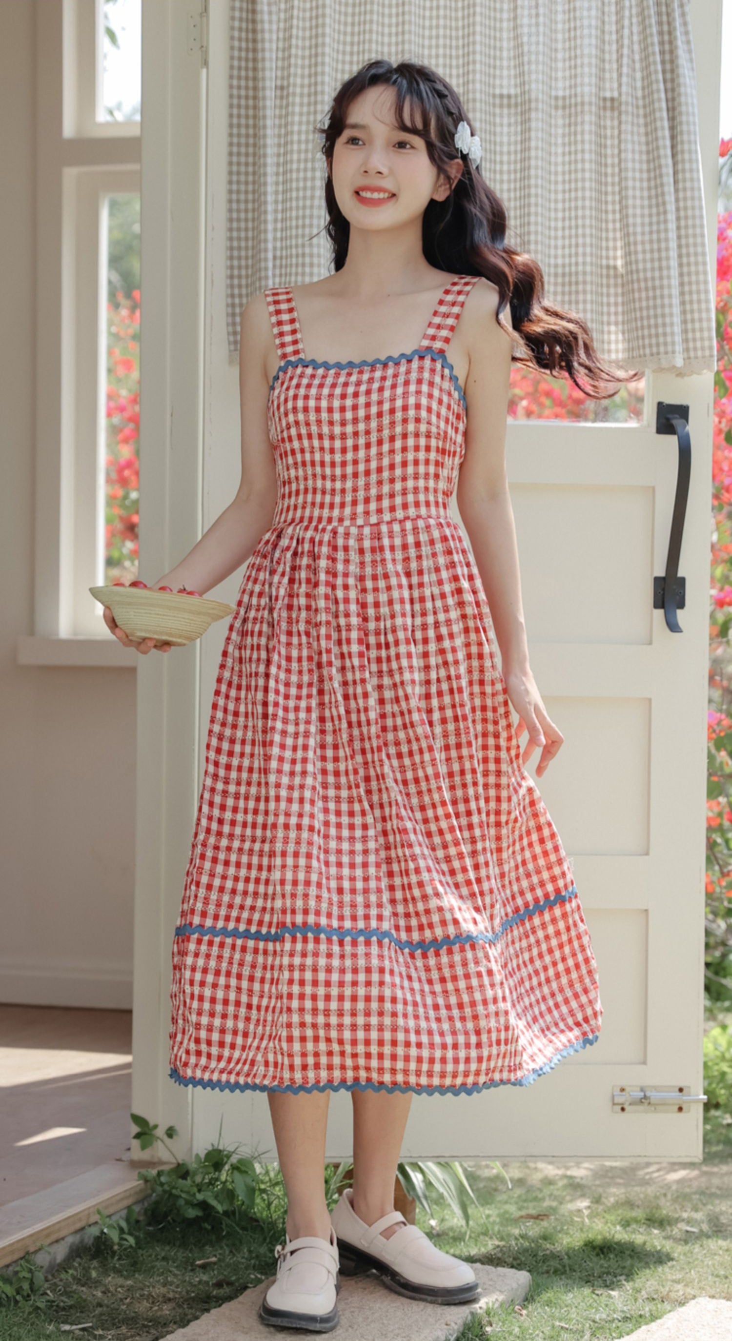 Daisy Chain Gingham Midi Dress Maxct