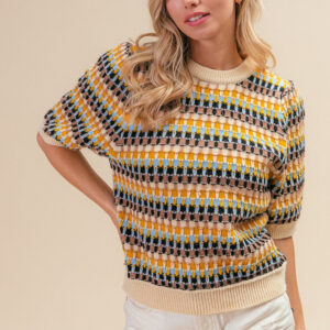 Maxct &BiBi Multi Color Half Sleeve Sweater