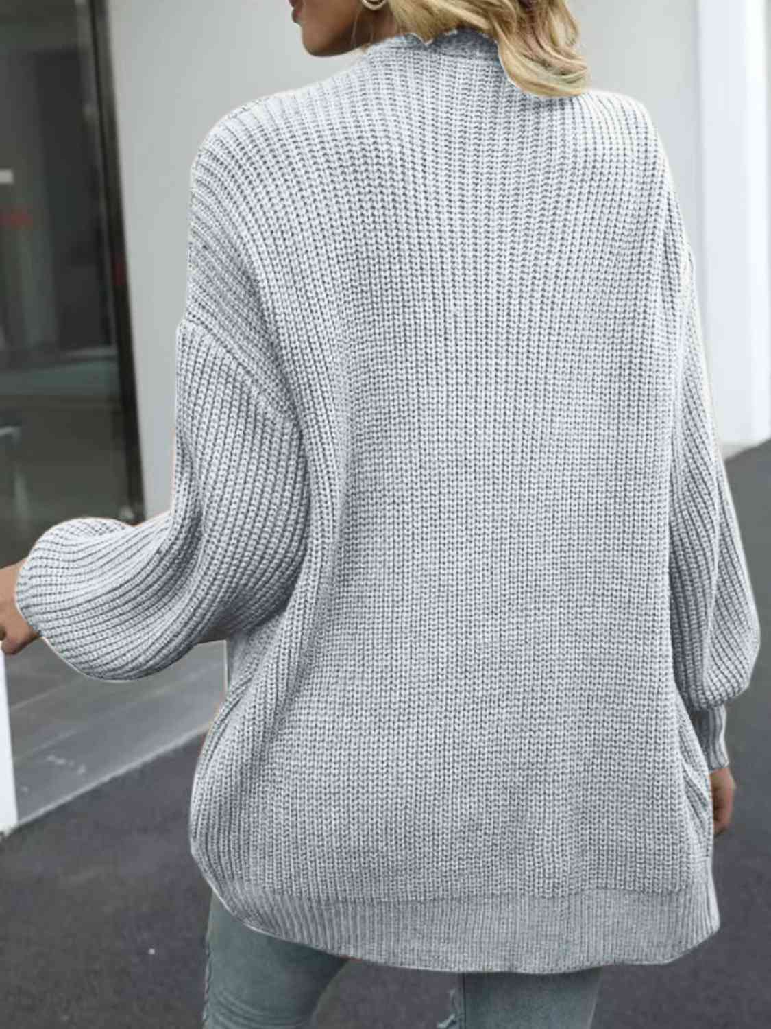 Maxct &Drop Shoulder Balloon Sleeve Cardigan