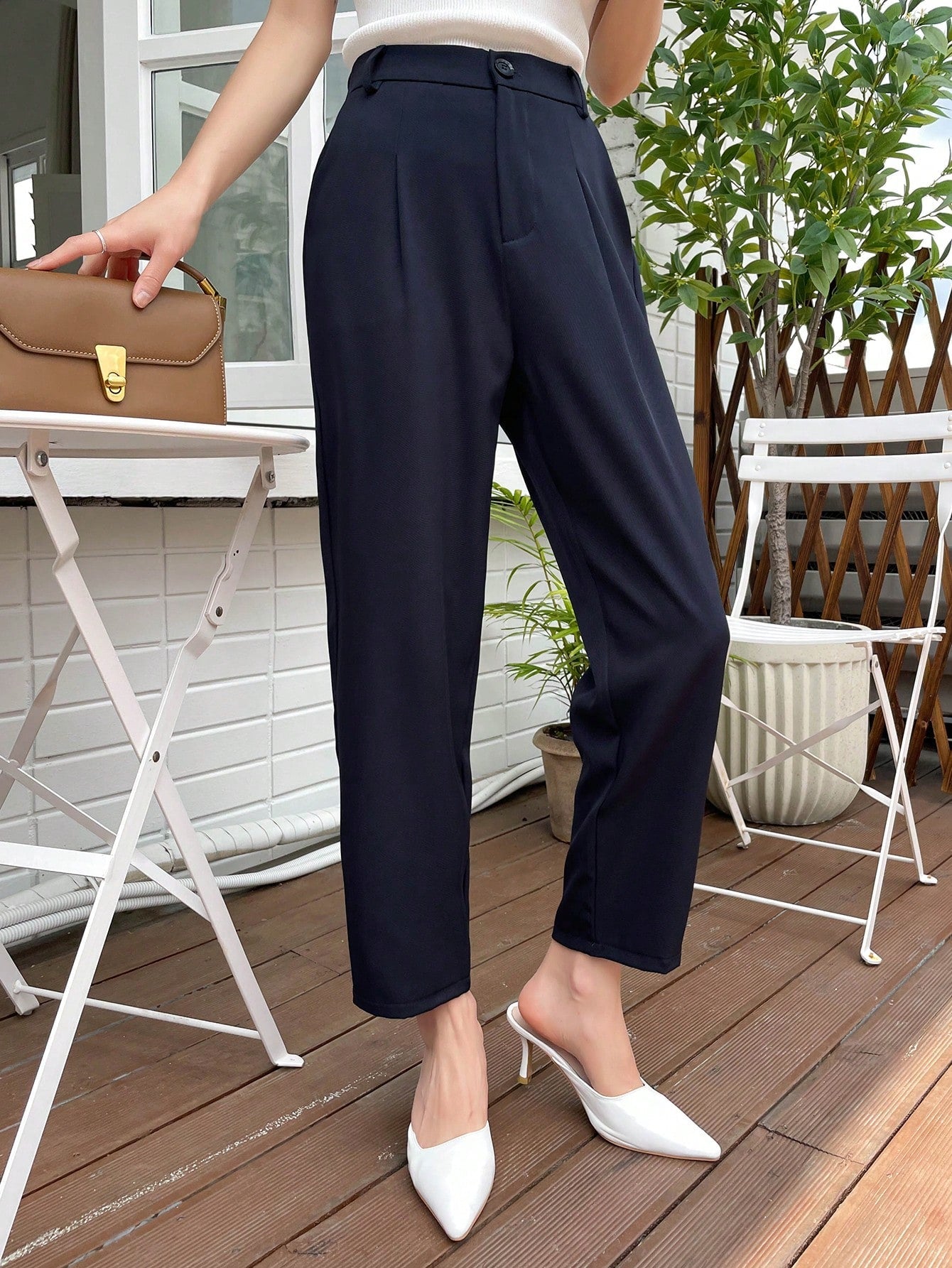 Maxct Solid Slant Pocket Suit Pants