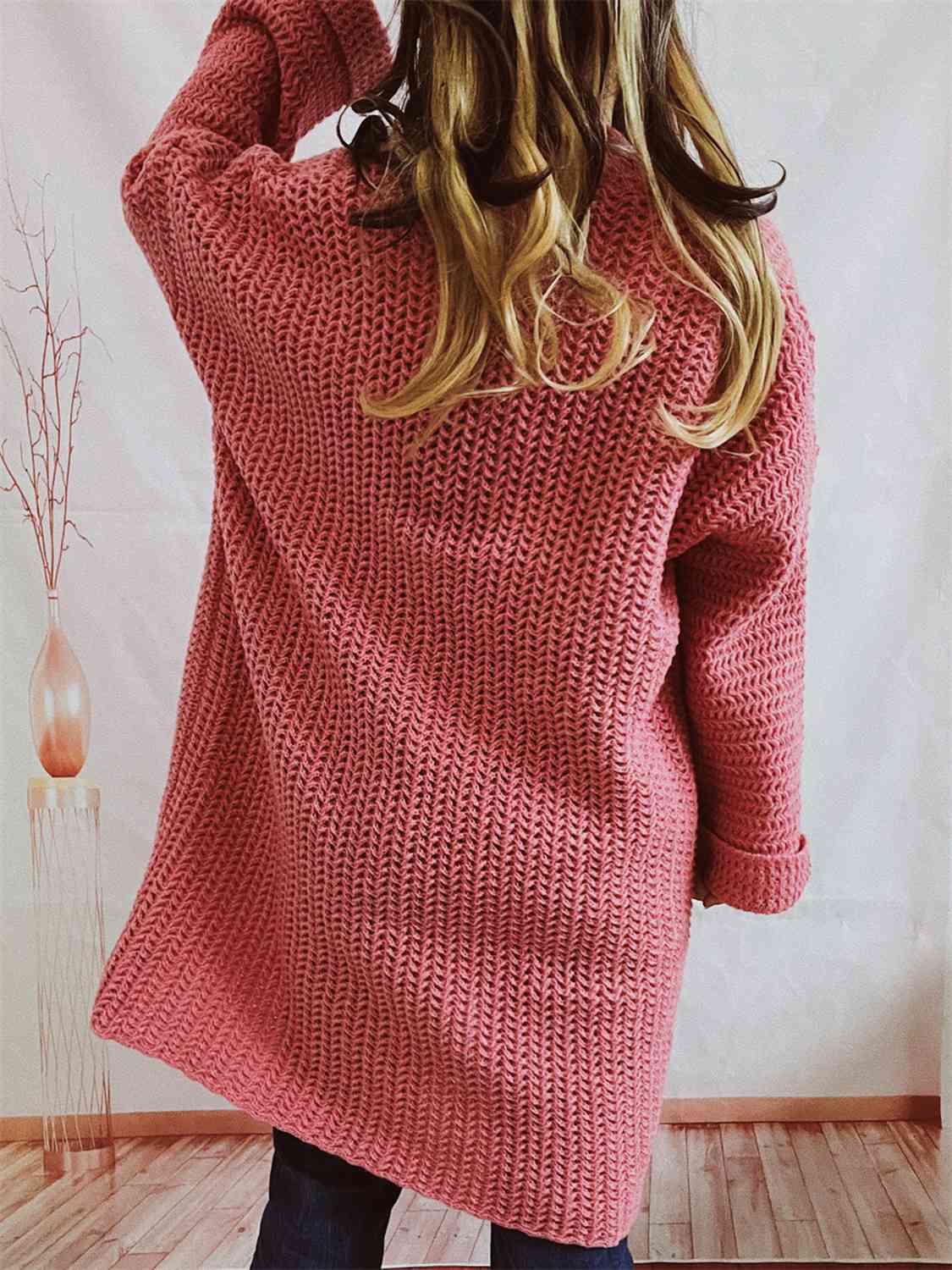 Maxct &Open Front Long Sleeve Cardigan with Pockets
