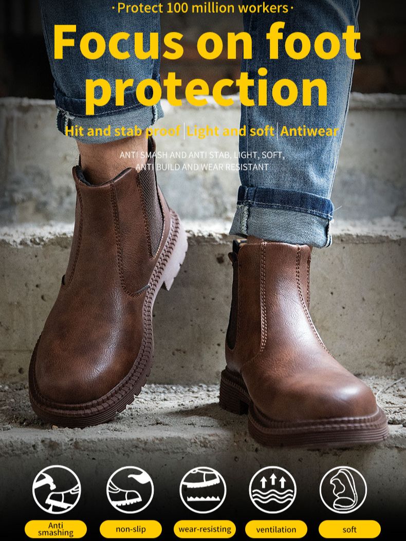Waterproof Safety Work Shoes: Steel Toe Leather Boots for Men - true deals club