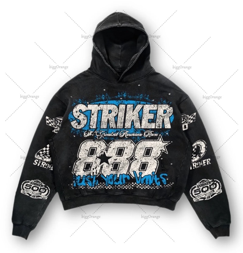 European and American High Street Fashion Brand Clothing Printed Loose Pullover Hoodie Men Street Hip-hop Oversized Sweatshirt