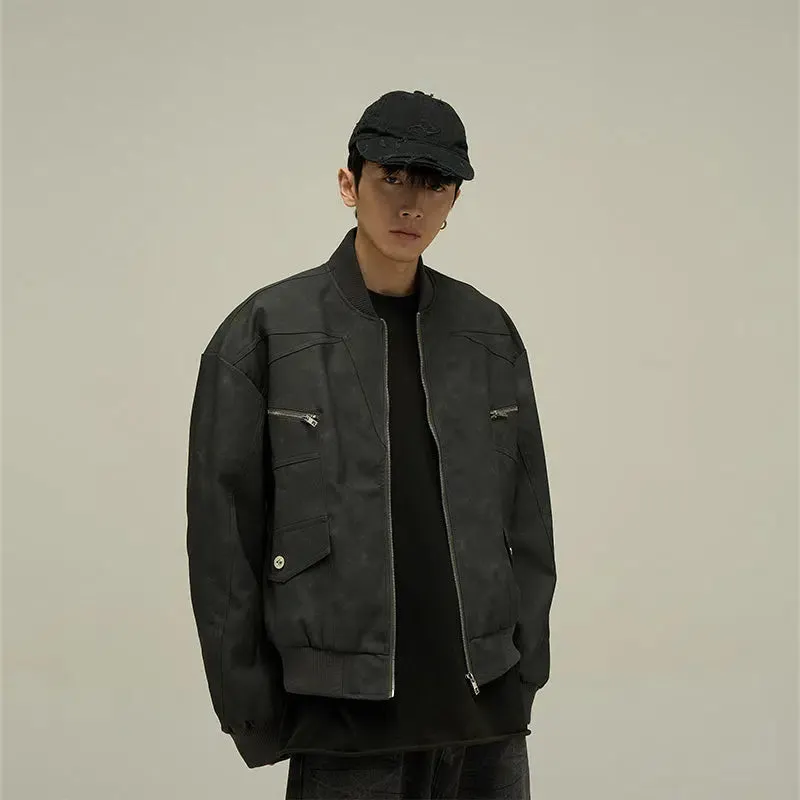 Maxct Retro Washed PU Leather Jacket