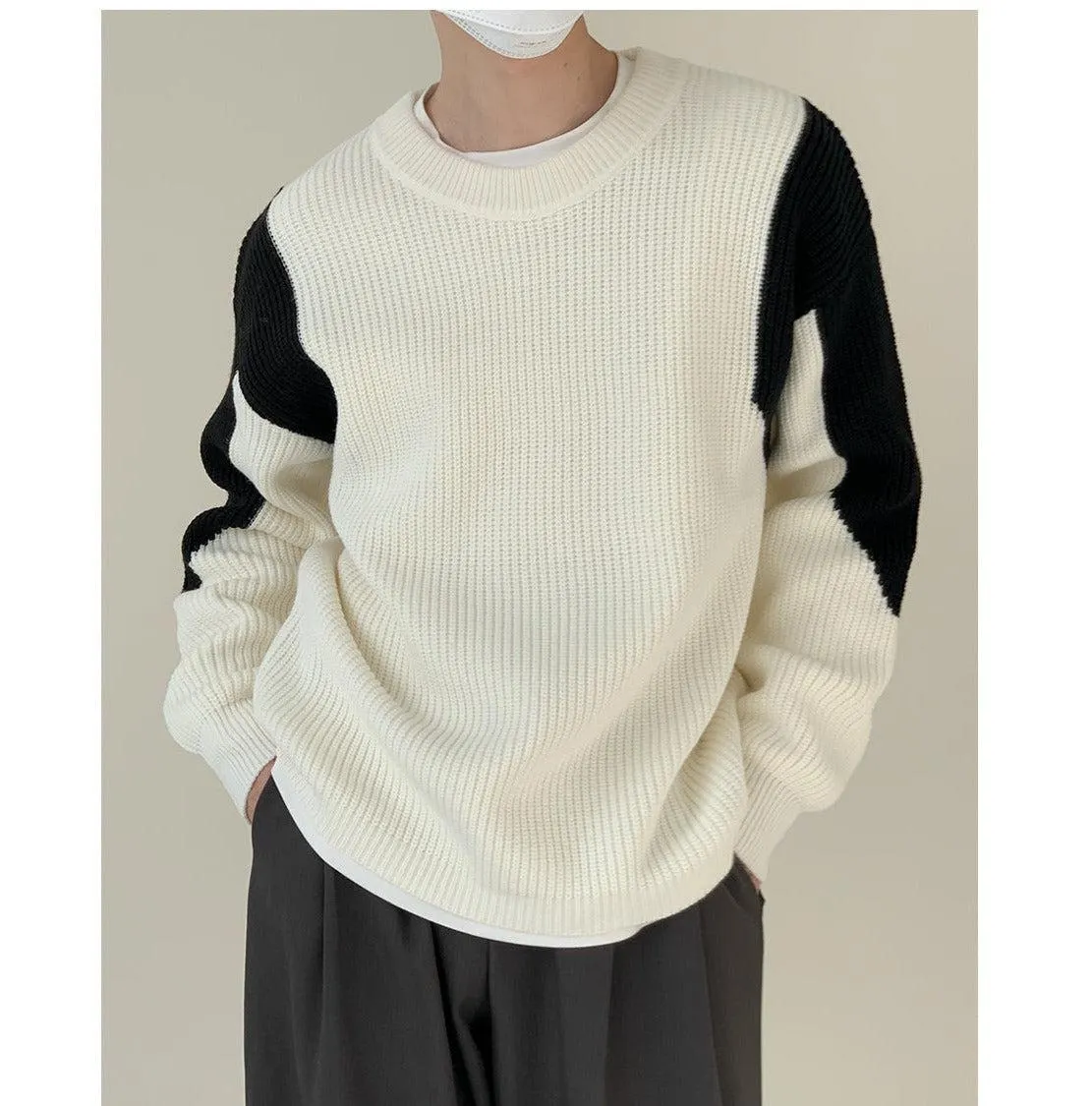 Maxct Color Block Crew Neck Sweater