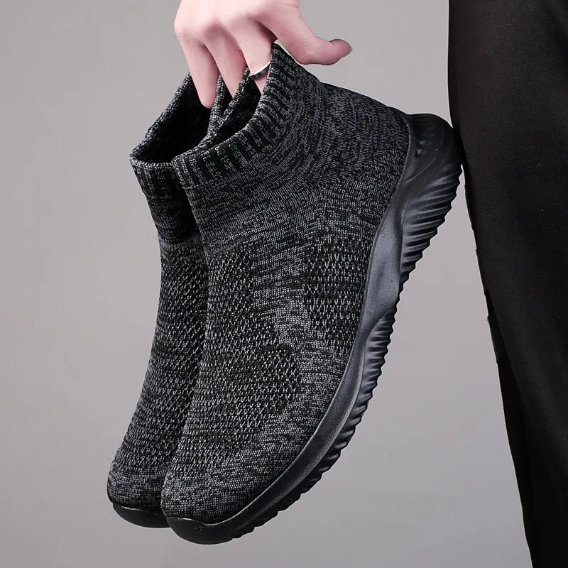 High Top Knit Air Mesh Sneaker Socks for Men Maxct