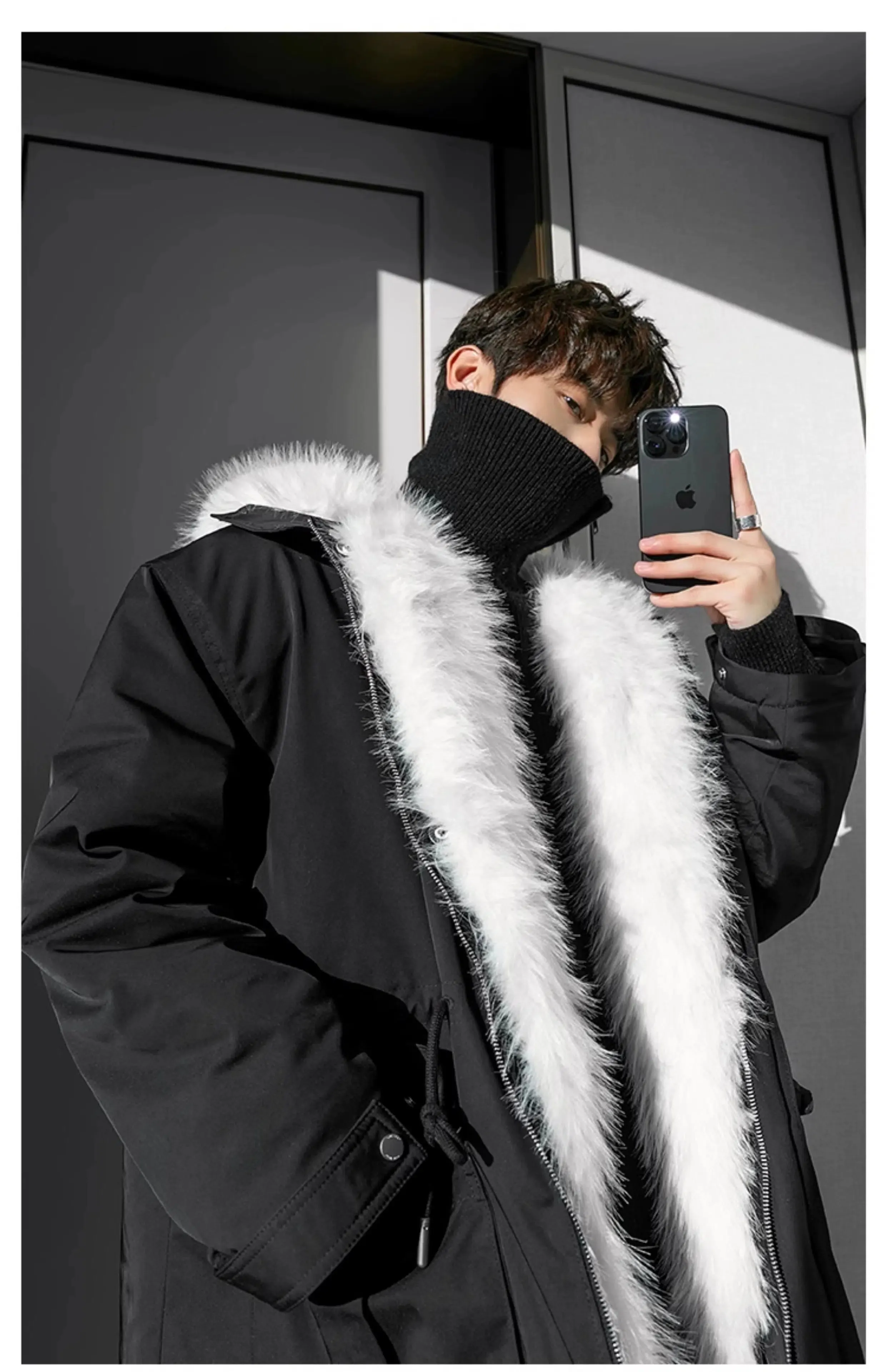 Maxct Detachable Fur Collar Hooded Jacket