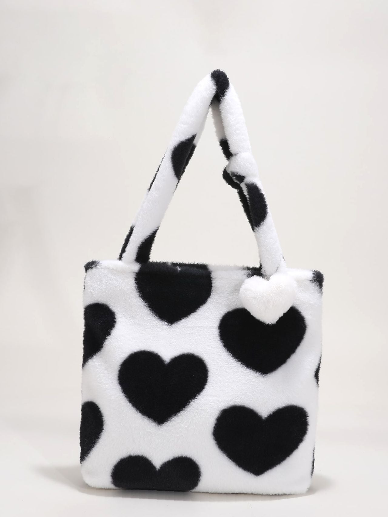 Maxct - Fluffy Heart Pattern Shoulder Tote Bag  - Women Tote Bags