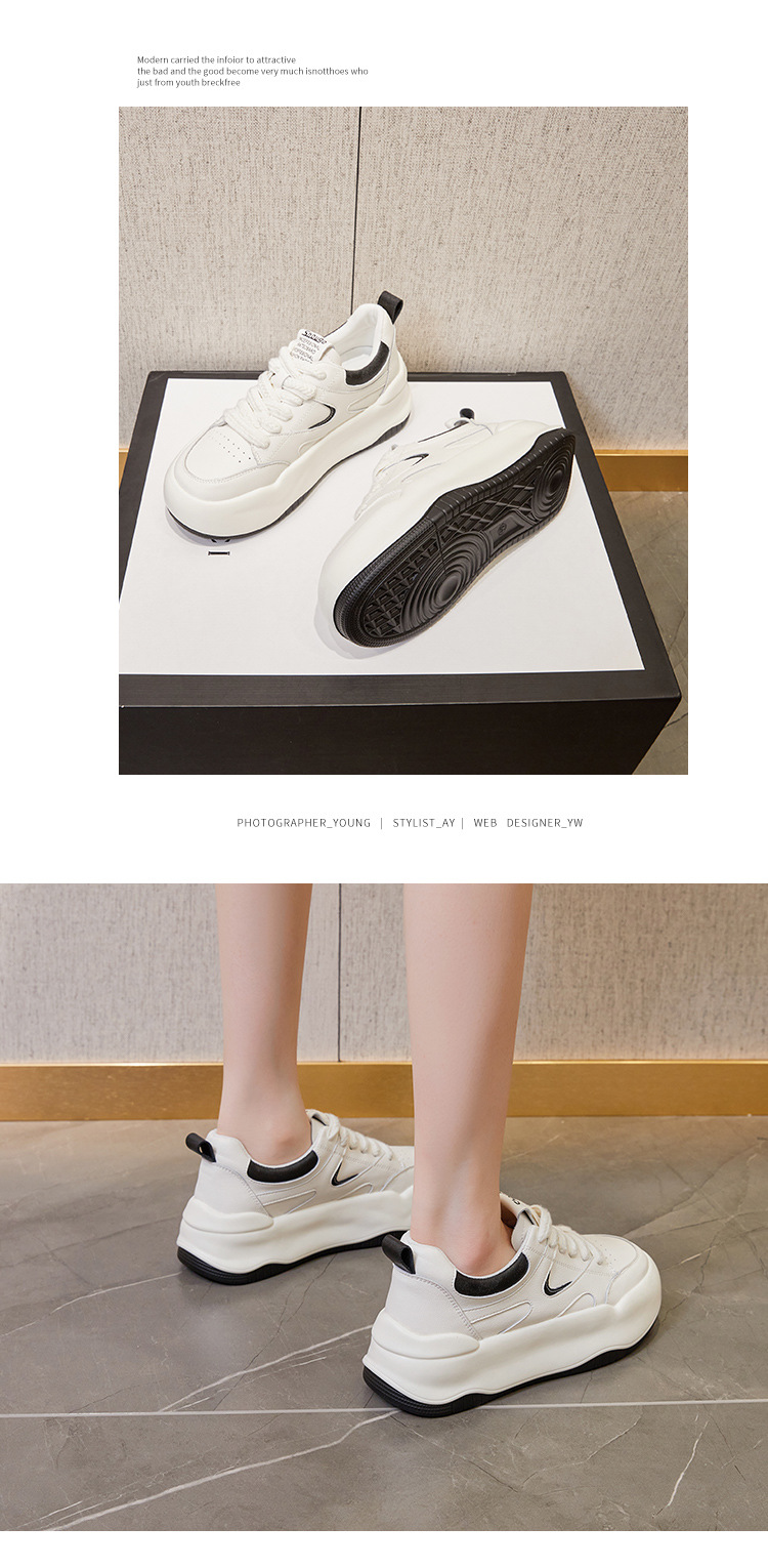 6cm Chunky Women's Sneakers in New Genuine Leather - true deals club