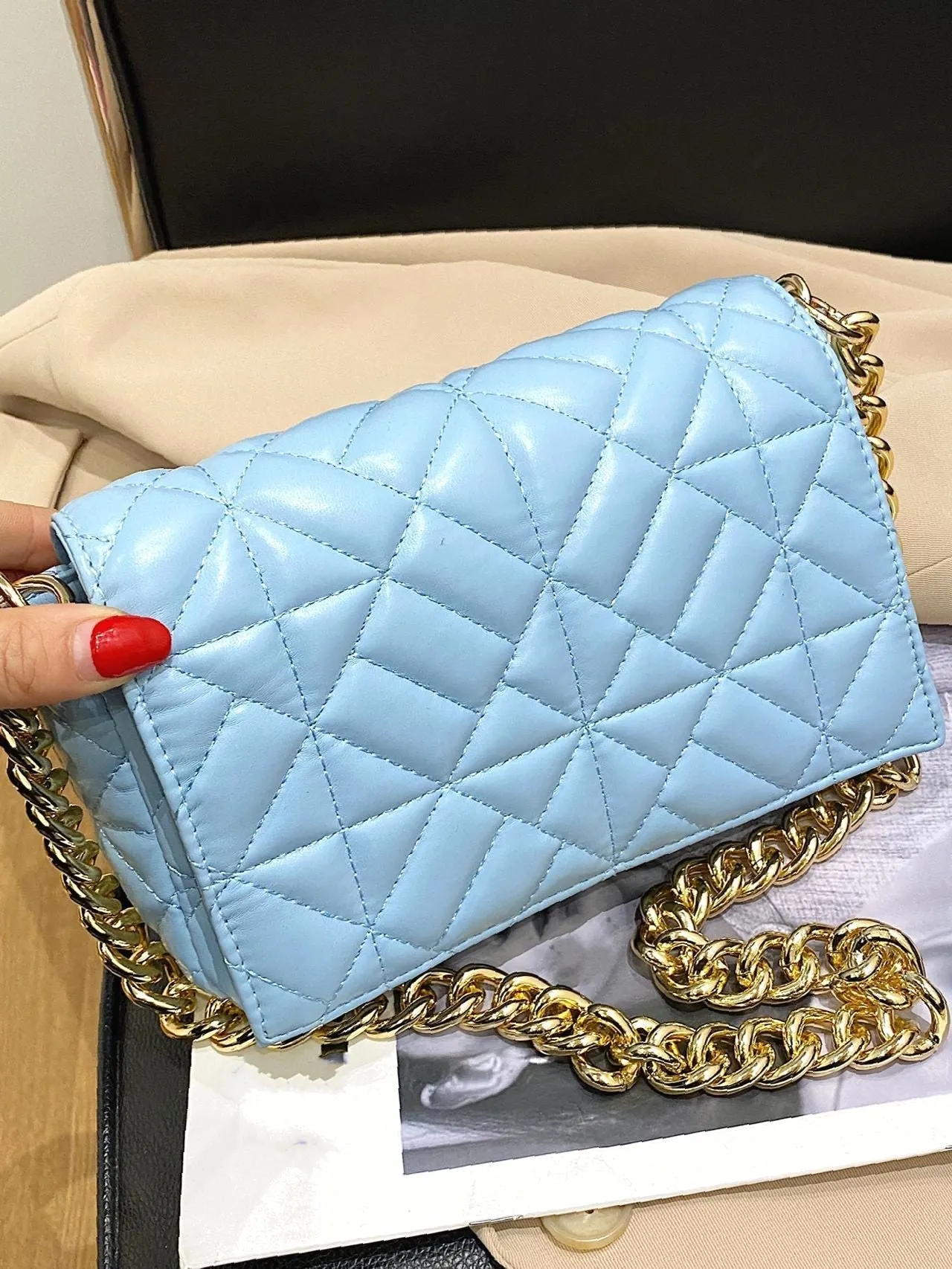 Bag For Love - Minimalist Quilted Flap Square Bag - Women Maxct Bags