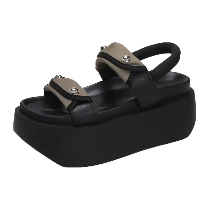 Chunky Block Heels Gladiator Sandals, 8cm for Women Maxct