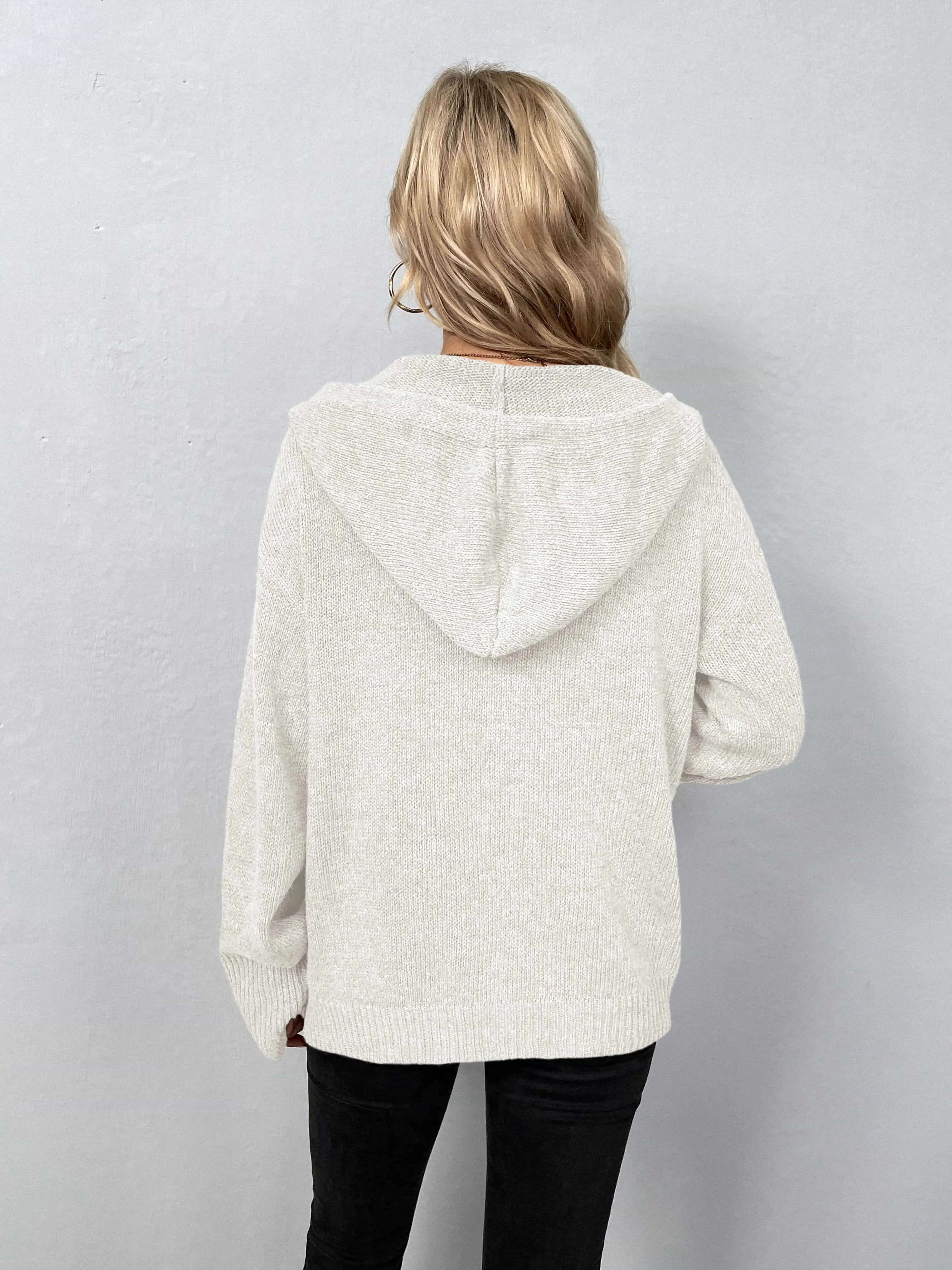 Maxct &Button-Down Long Sleeve Hooded Sweater