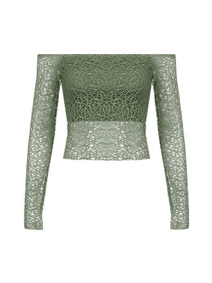 Maxct Off Shoulder Mesh Long Sleeve Blouse