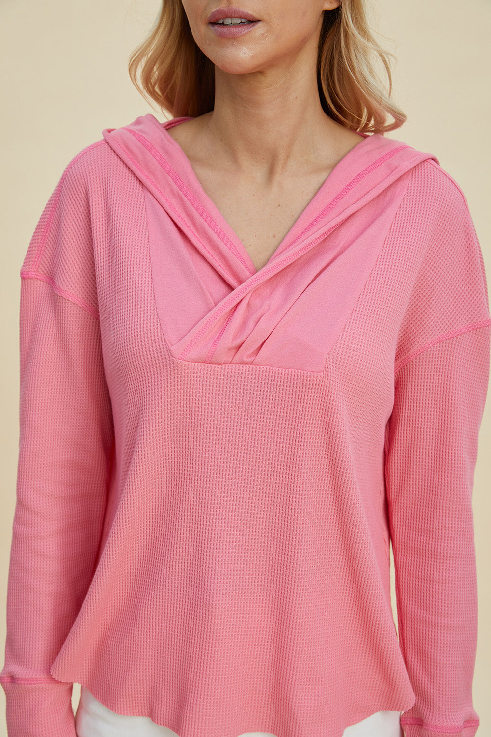 Maxct &Double Take Full Size High-Low Dropped Shoulder Long Sleeve Hoodie
