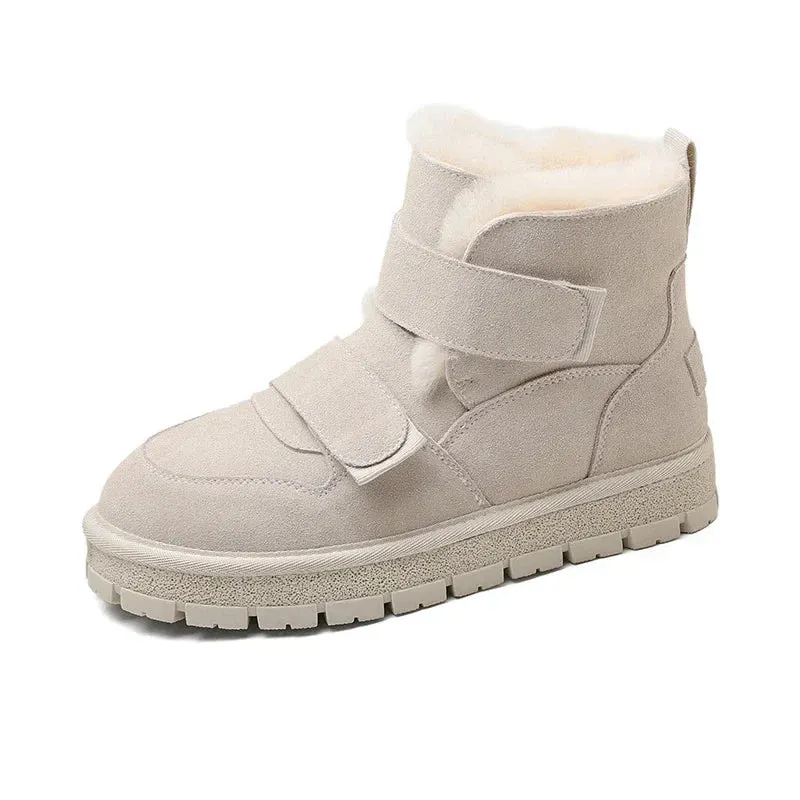 Leather Winter Snow Boots with Wool for Women Maxct