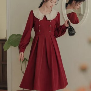 Corduroy Suede Peter Pan Midi Dress Maxct