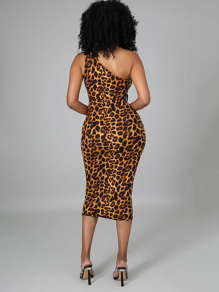 Print Cutout One Shoulder Bodycon Dress Maxct
