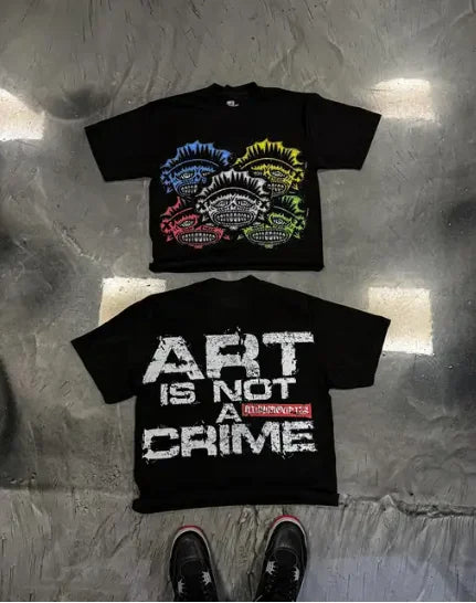 Maxct American Trendy Gothic Letter Pattern Printed Oversized T-Shirt Men's Y2K Street Hip-Hop Loose Retro Casual Round Neck Top Women