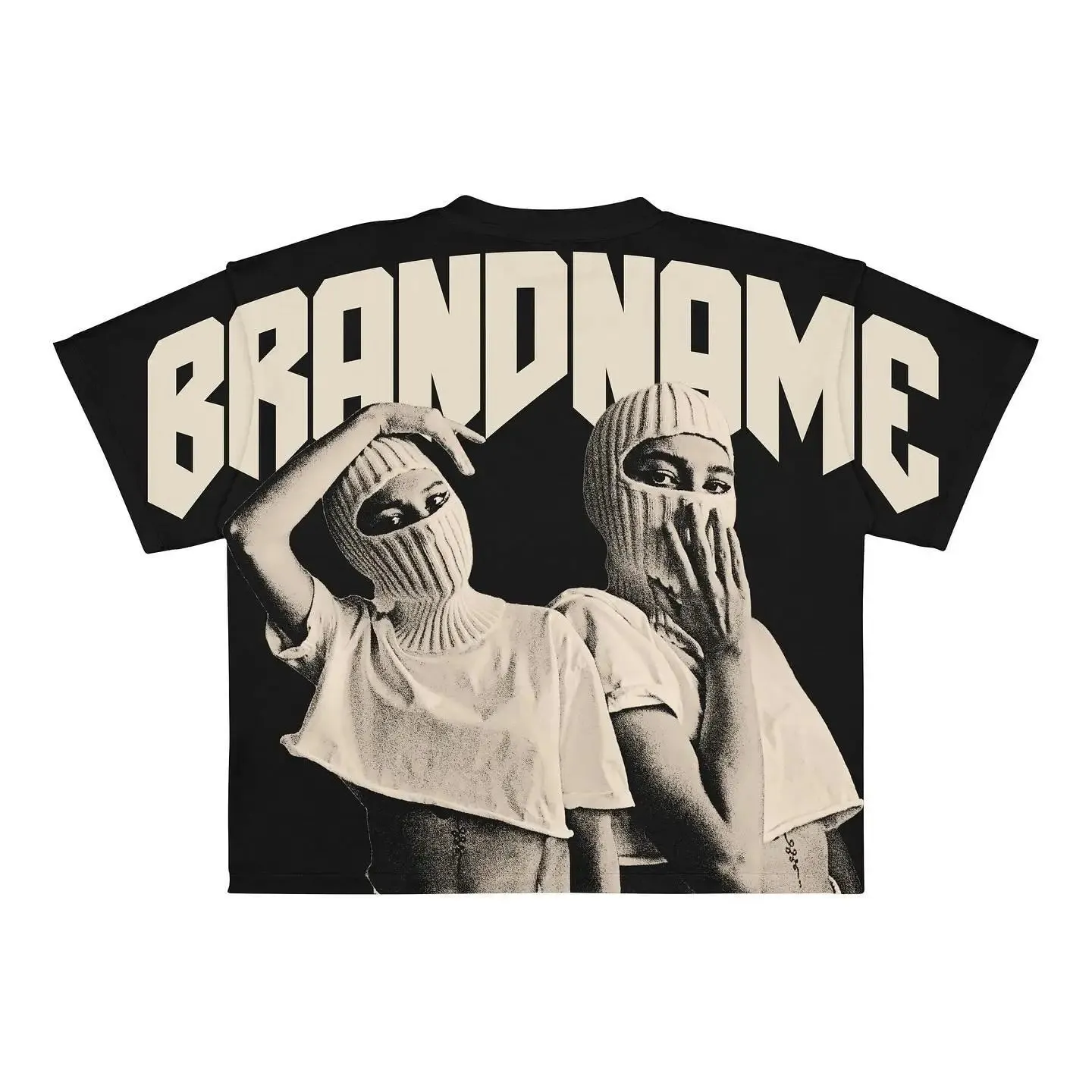 Maxct New European and American trendy Gothic print oversized T-shirt men's high street Harajuku hip-hop short-sleeved loose T-shirt