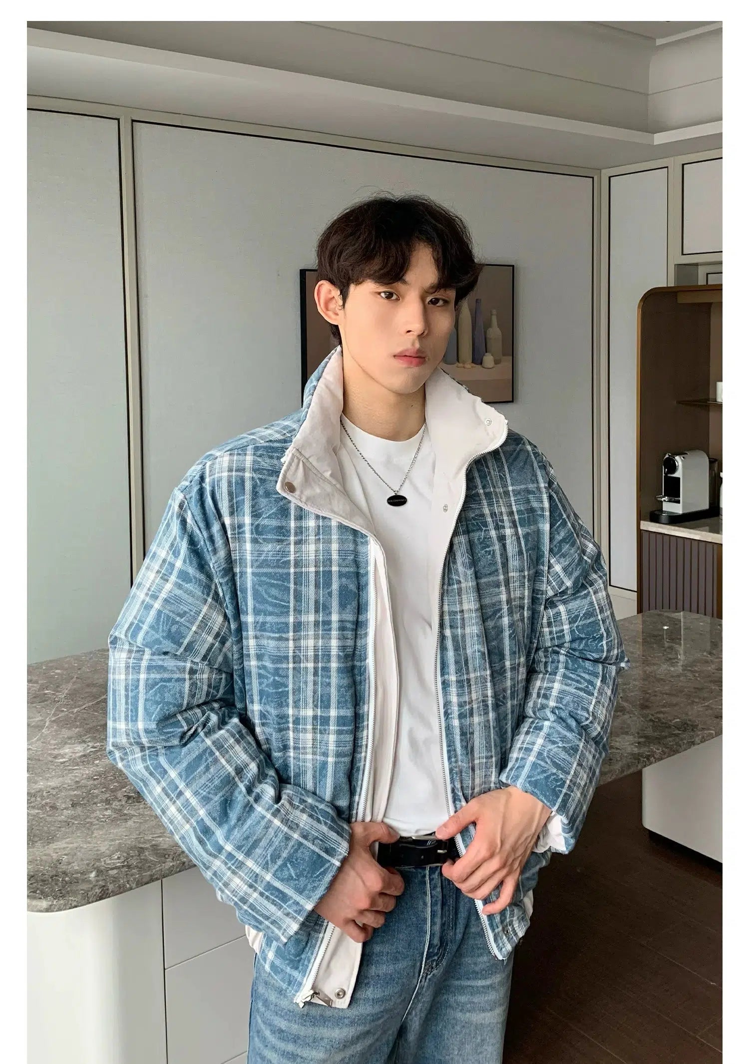 Maxct Plaid Double-Sided Cotton-Padded Coat