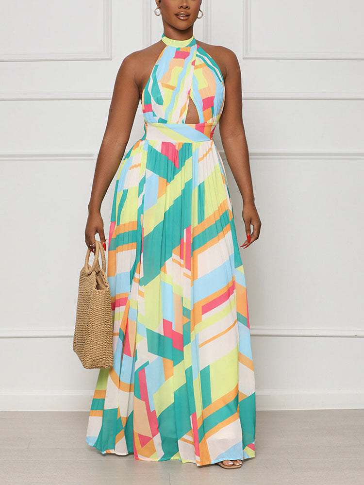 Halter Pleated Maxi Dress Maxct