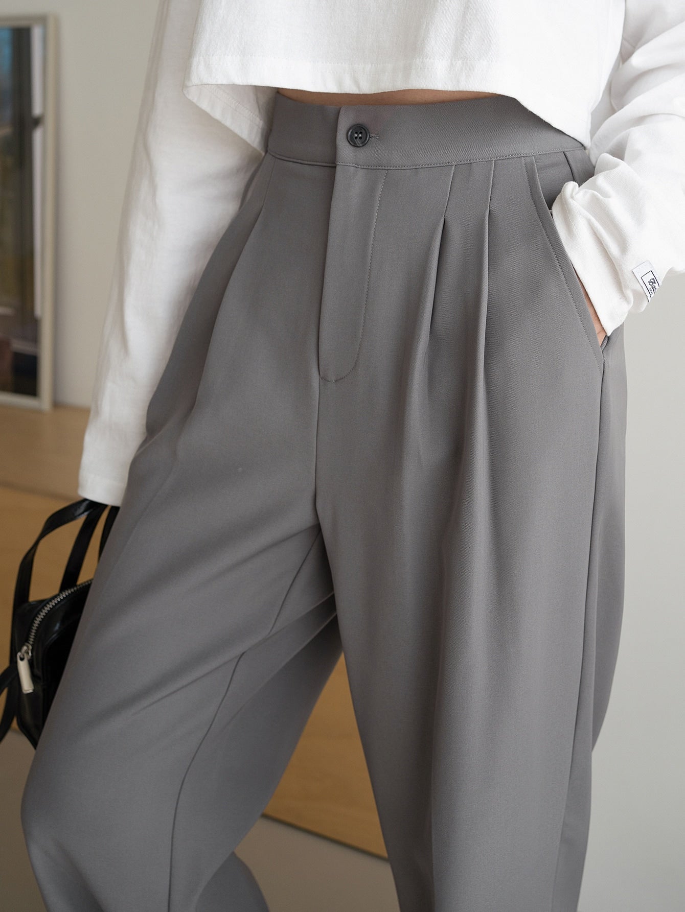 Maxct Solid High Rise Tailored Pants