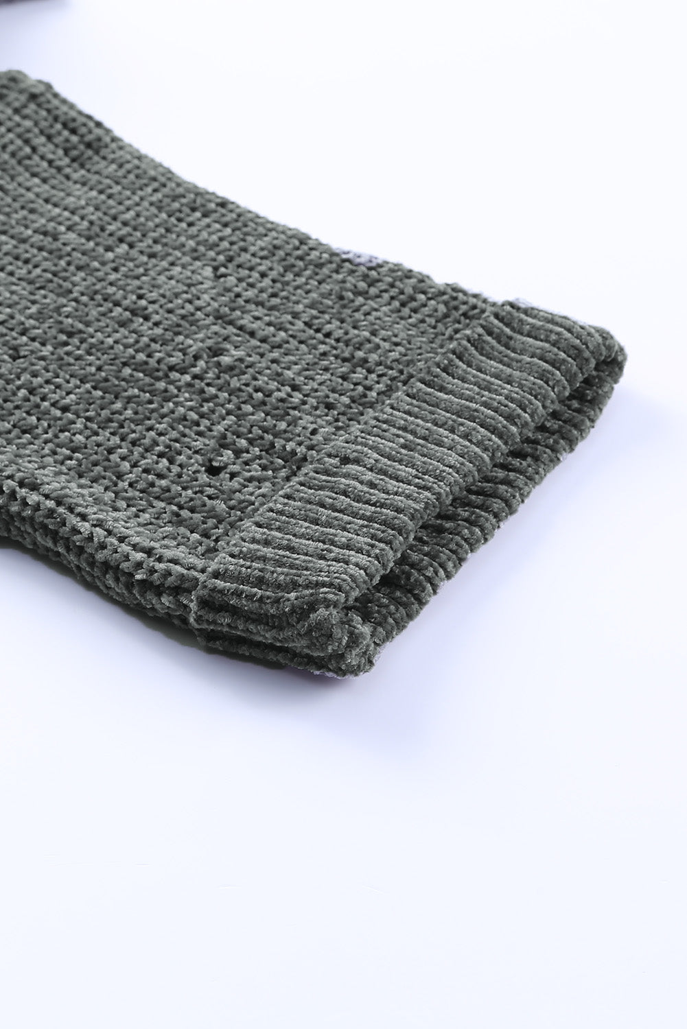 Maxct &Distressed Round Neck Drop Shoulder Sweater