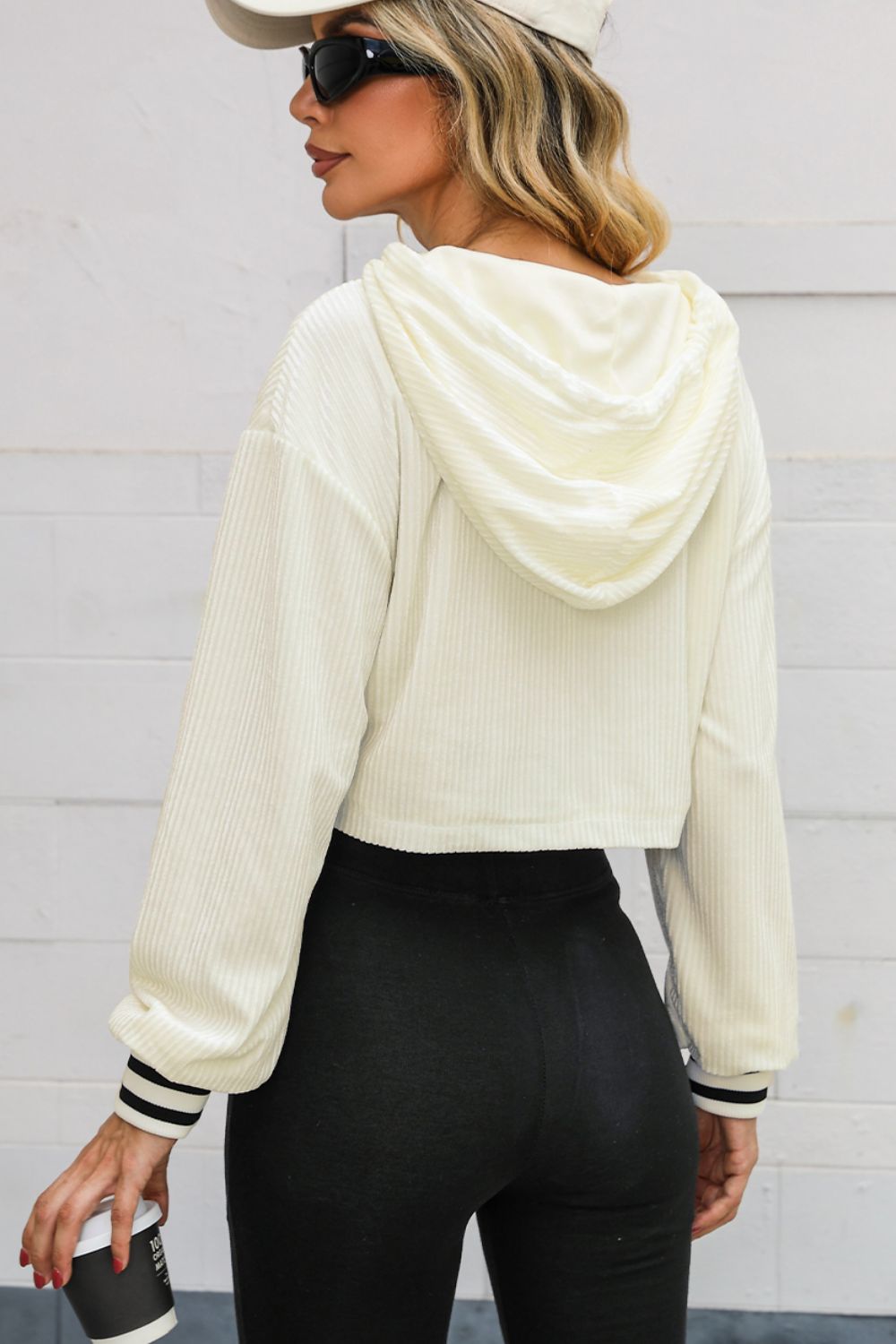 Maxct &Drawstring Drop Shoulder Long Sleeve Hoodie
