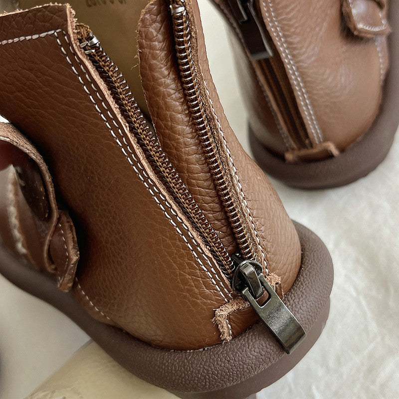 Maxct Women Round Toe Leather Warm Waterproof Short Boots - Image 6
