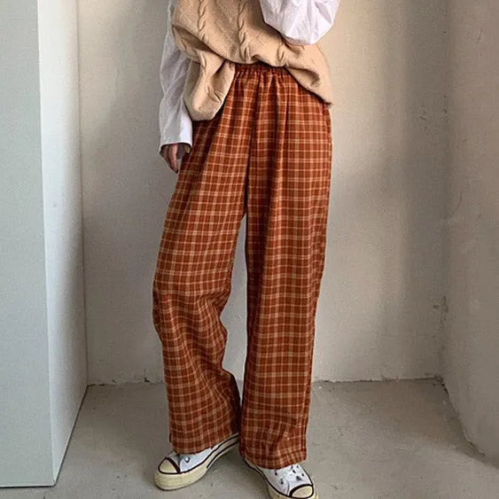 Cozy Up Plaid Trousers Maxct