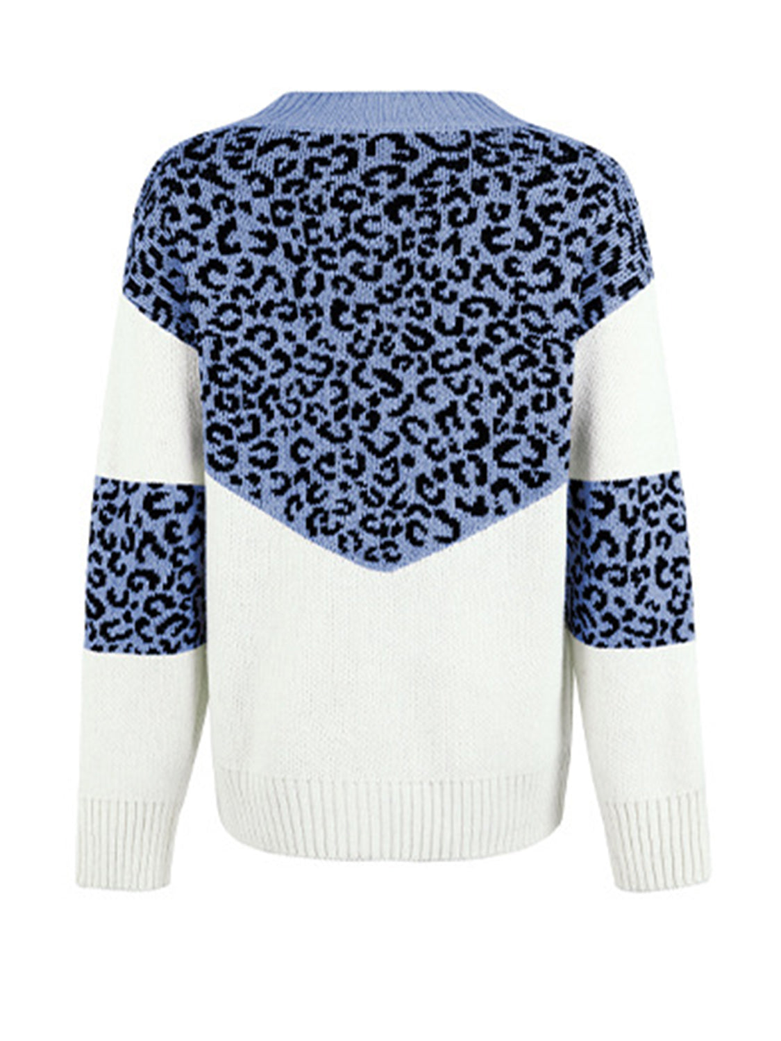 Maxct &Leopard V-Neck Dropped Shoulder Sweater