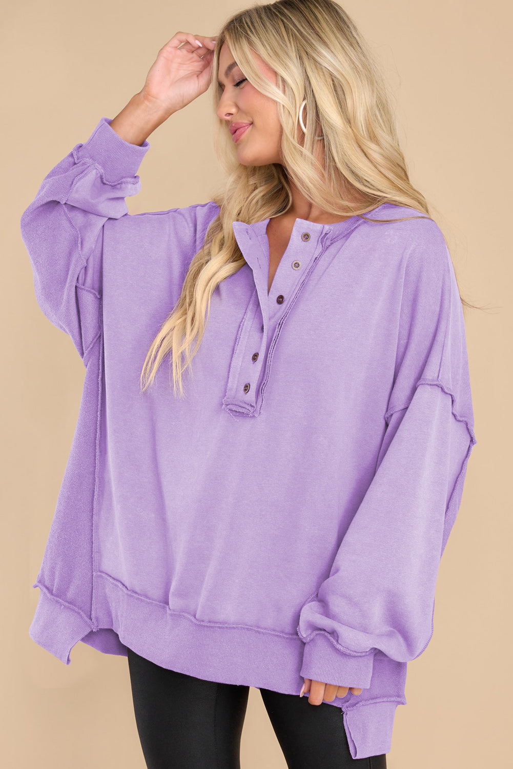 Maxct &Exposed Seam Long Sleeve Sweatshirt
