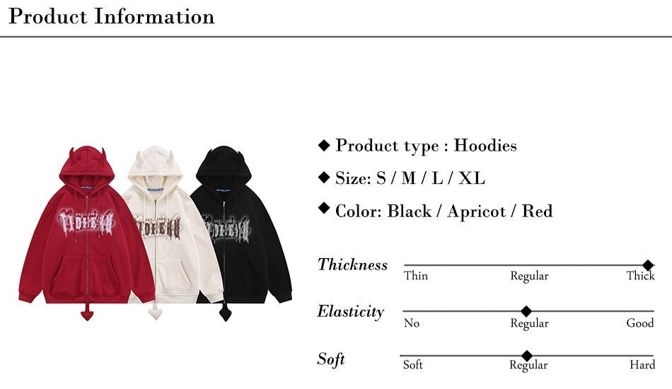 Demon Horns Tail Hoodies for Men Maxct