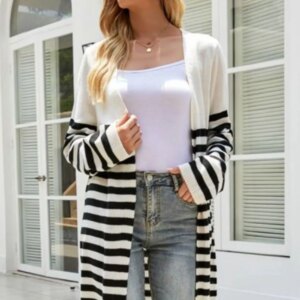 Maxct &Striped Open Front Longline Cardigan