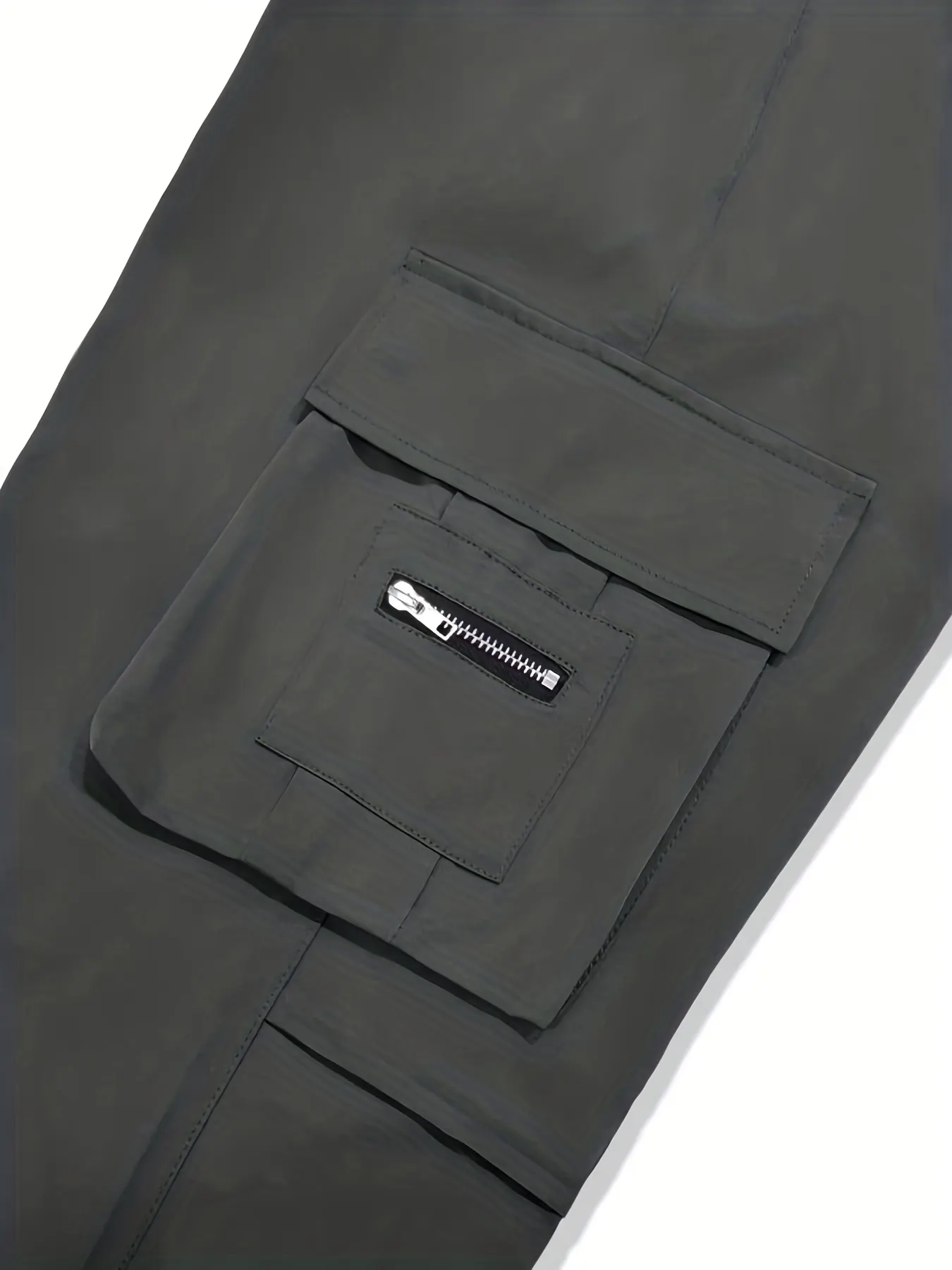 Men's Casual Cargo Pants, Regular Multi Pocket Waist Drawstring Work Pants For Outdoor Activities