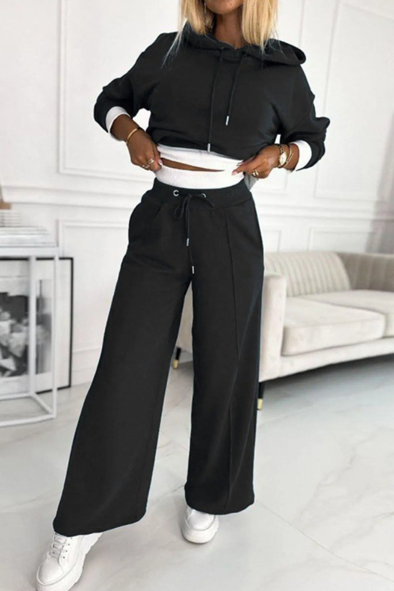 Maxct Color Splicing Hoodie Long Pants Set